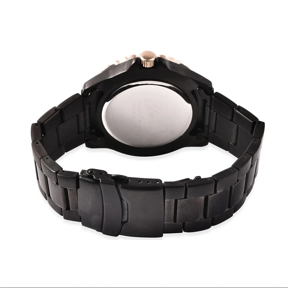 Genoa ION Plated Black Stainless Steel Watch